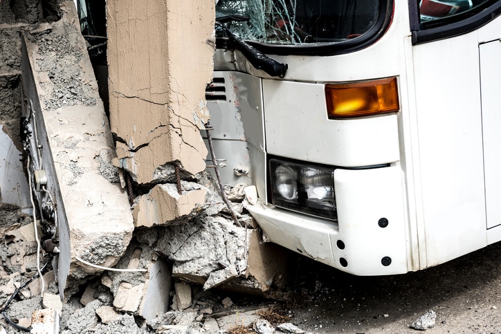 Bus crashed into a wall